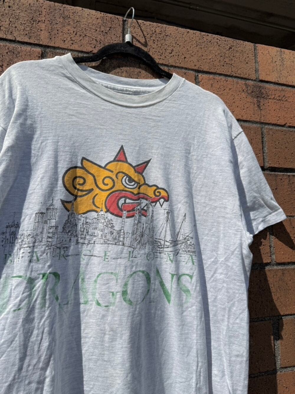 90s Barcelona Dragons Vintage NFL Europe Football Spain Tee Shirt Real Madrid
